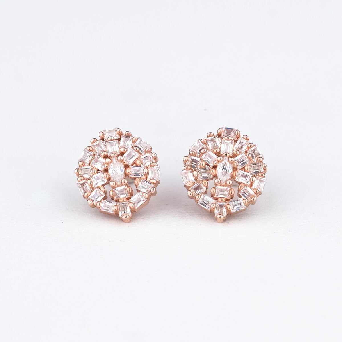 Baget Tasarım Gümüş Küpe Rose