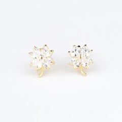 Yonca Gümüş Küpe Beyaz