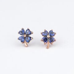 Yonca Gümüş Küpe Blue Topaz