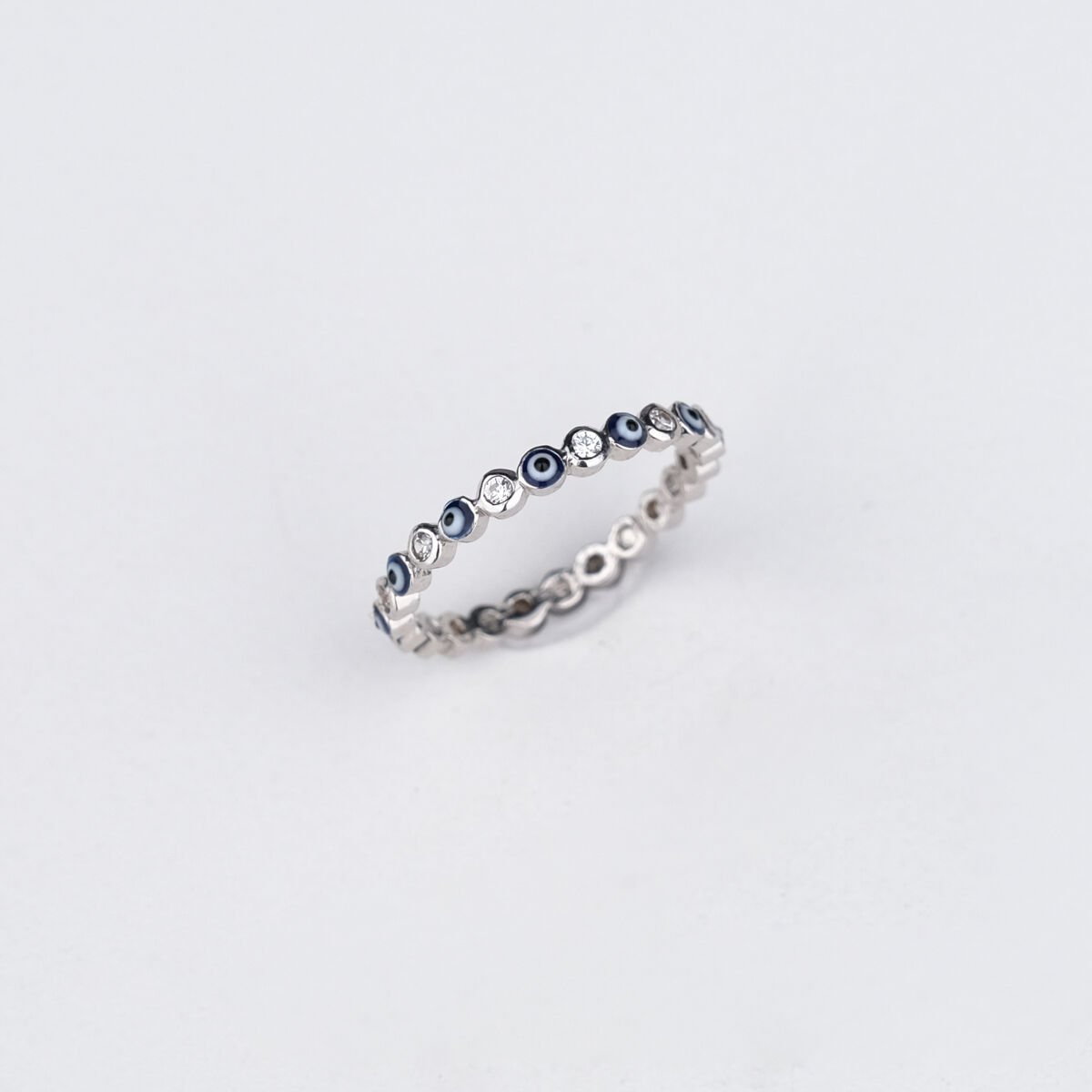 Nazar Boncuklu Tamtur Gümüş Yüzük