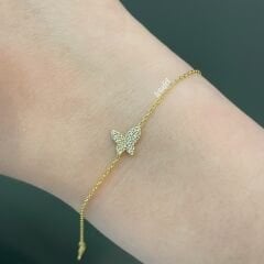 Kelebek Minimal Gümüş Bileklik