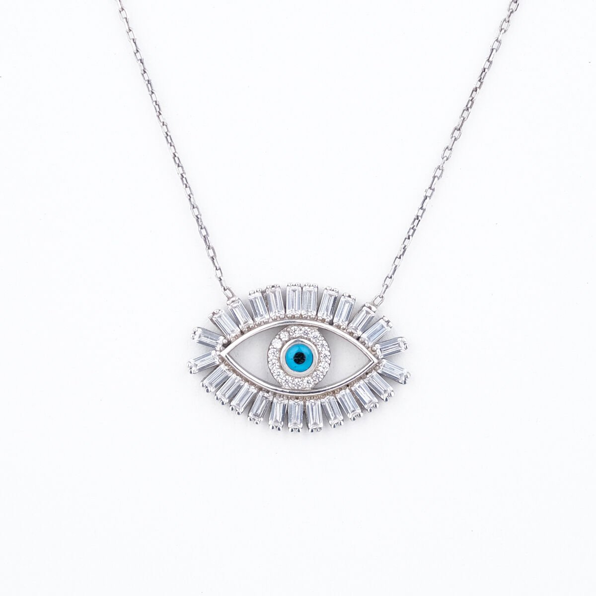 Göz Baget Taşlı Gümüş Kolye