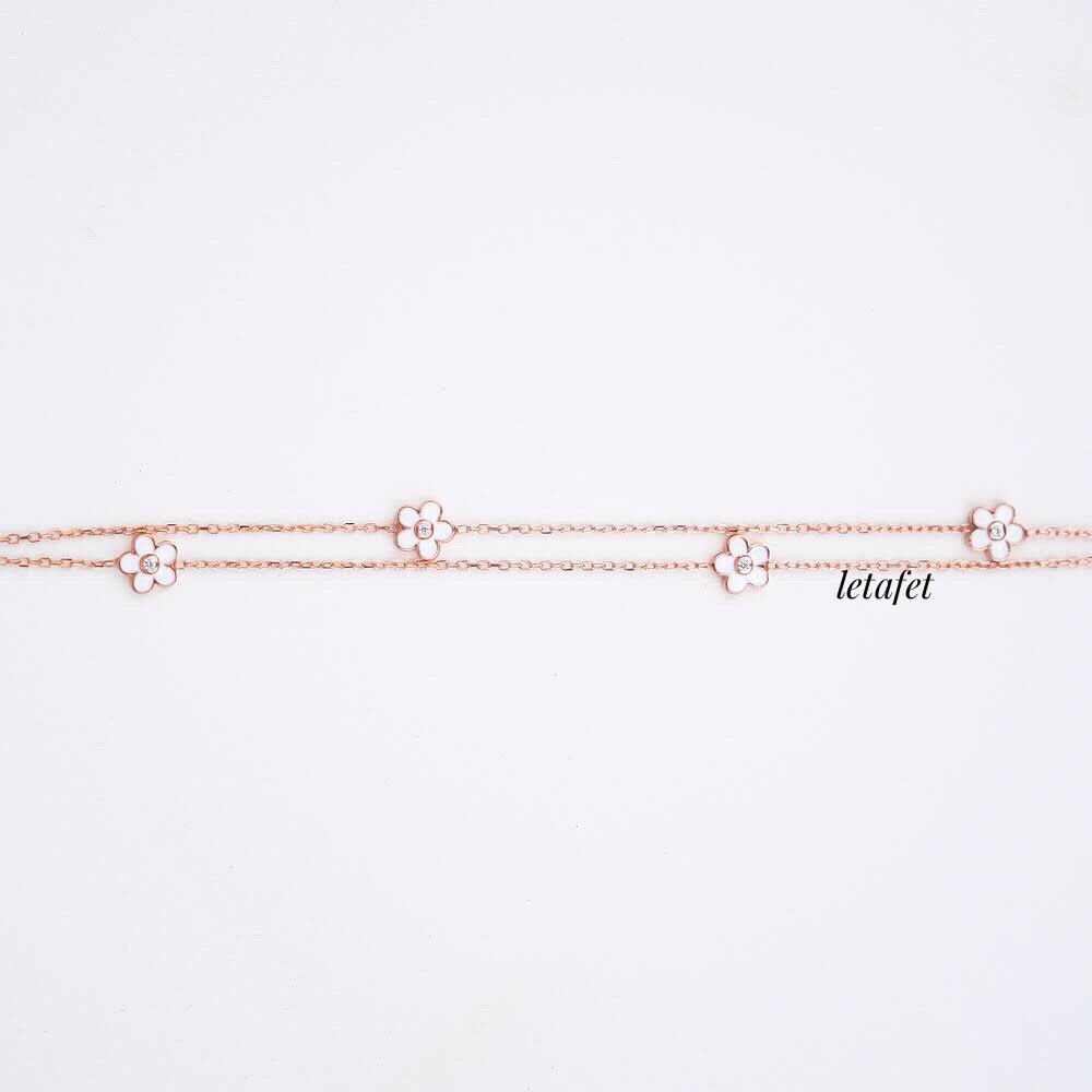 Çiçek İkili Gümüş Bİleklik