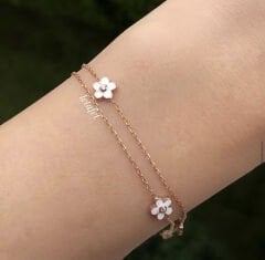 Çiçek İkili Gümüş Bİleklik