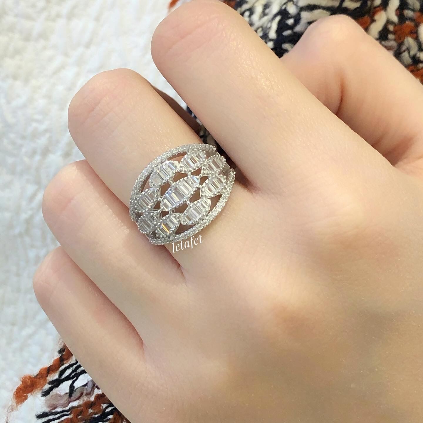 Baget Taşlı Tasarım Gümüş Yüzük