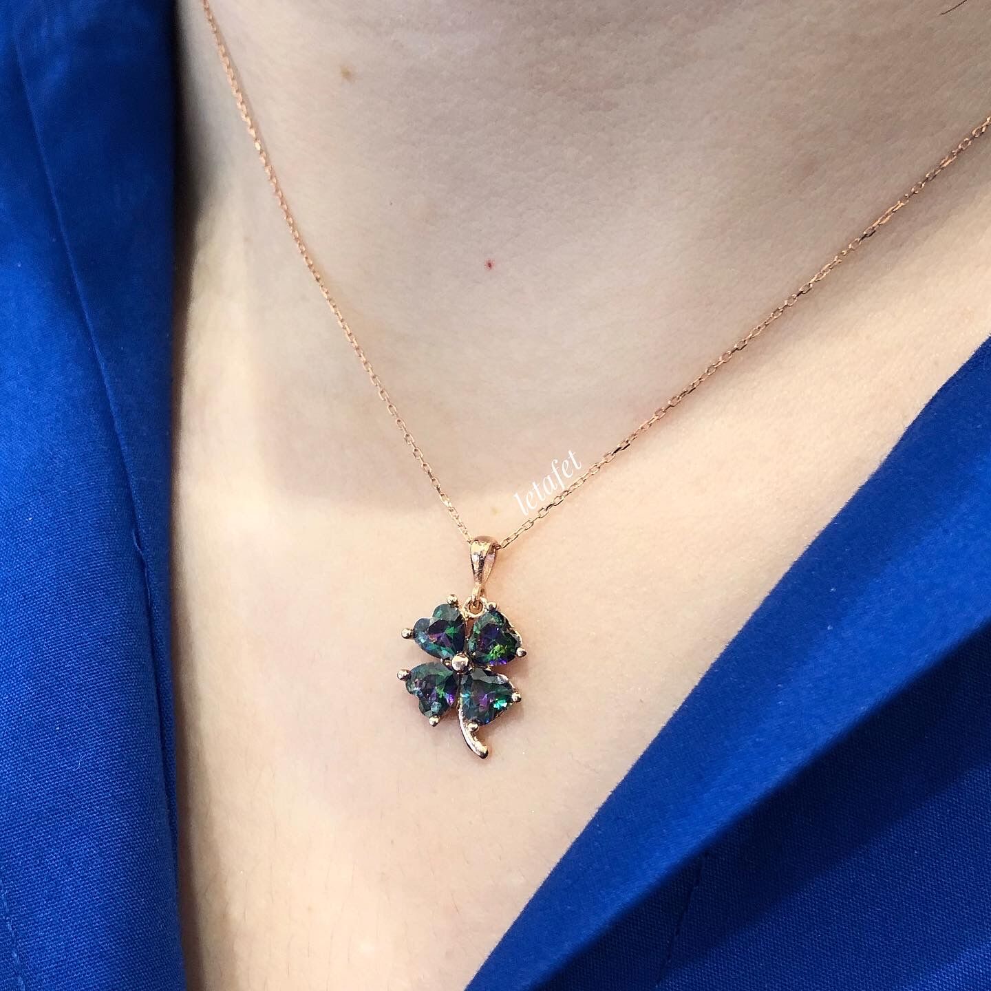 Yonca Mistik Topaz Gümüş Kolye Rose