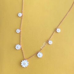 Papatya Sıralı Gümüş Kolye