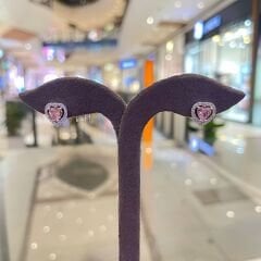 Kalpli Gümüş Küpe Pembe