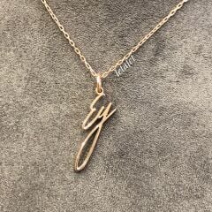 Minimal Tasarım İkili Harf  Gümüş Kolye