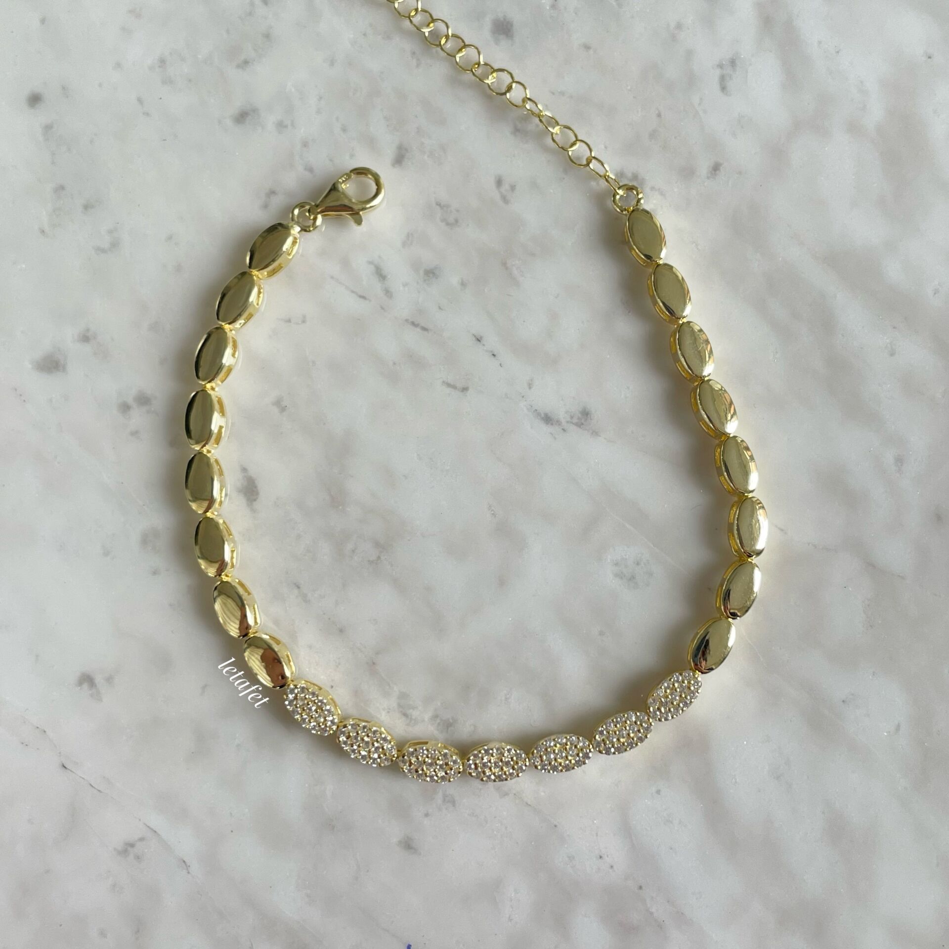 Oval Kesim Su Yolu Gümüş Bileklik