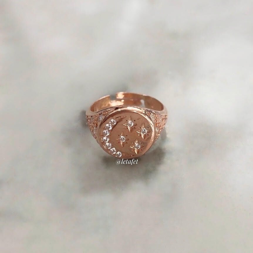 Ay Yıldız Serçe Parmak Yüzüğü