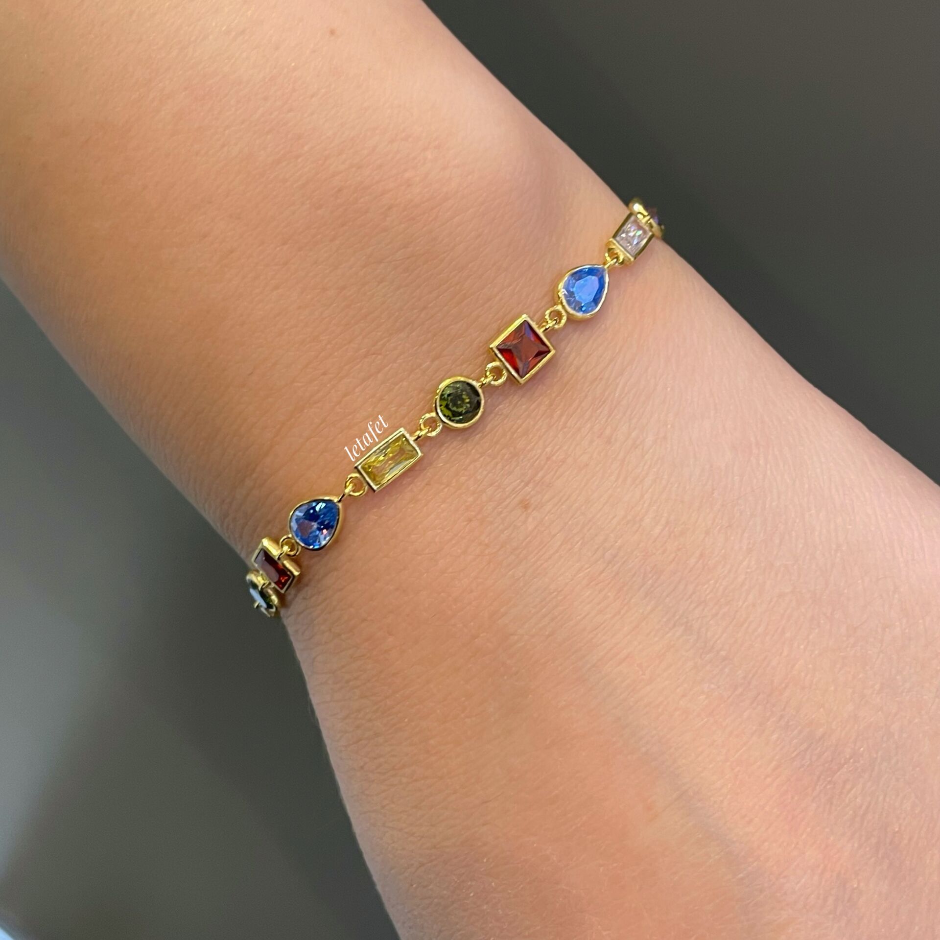 Renkli Taşlı Gümüş Bileklik 2