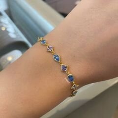 Renkli Taşlı Gümüş Bileklik 4