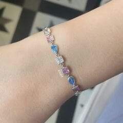 Renkli Taşlı Gümüş Bileklik 5