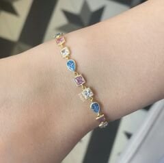 Renkli Taşlı Gümüş Bileklik 6