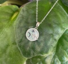 Gezegen Sedef Taşlı Gümüş Kolye