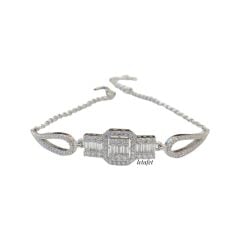 Baget Kesim Taşlı Gümüş Bileklik 3