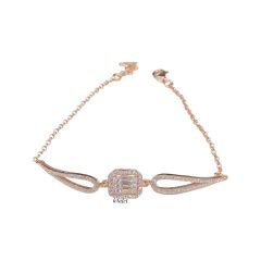 Baget Kesim Taşlı Gümüş Bileklik Rose