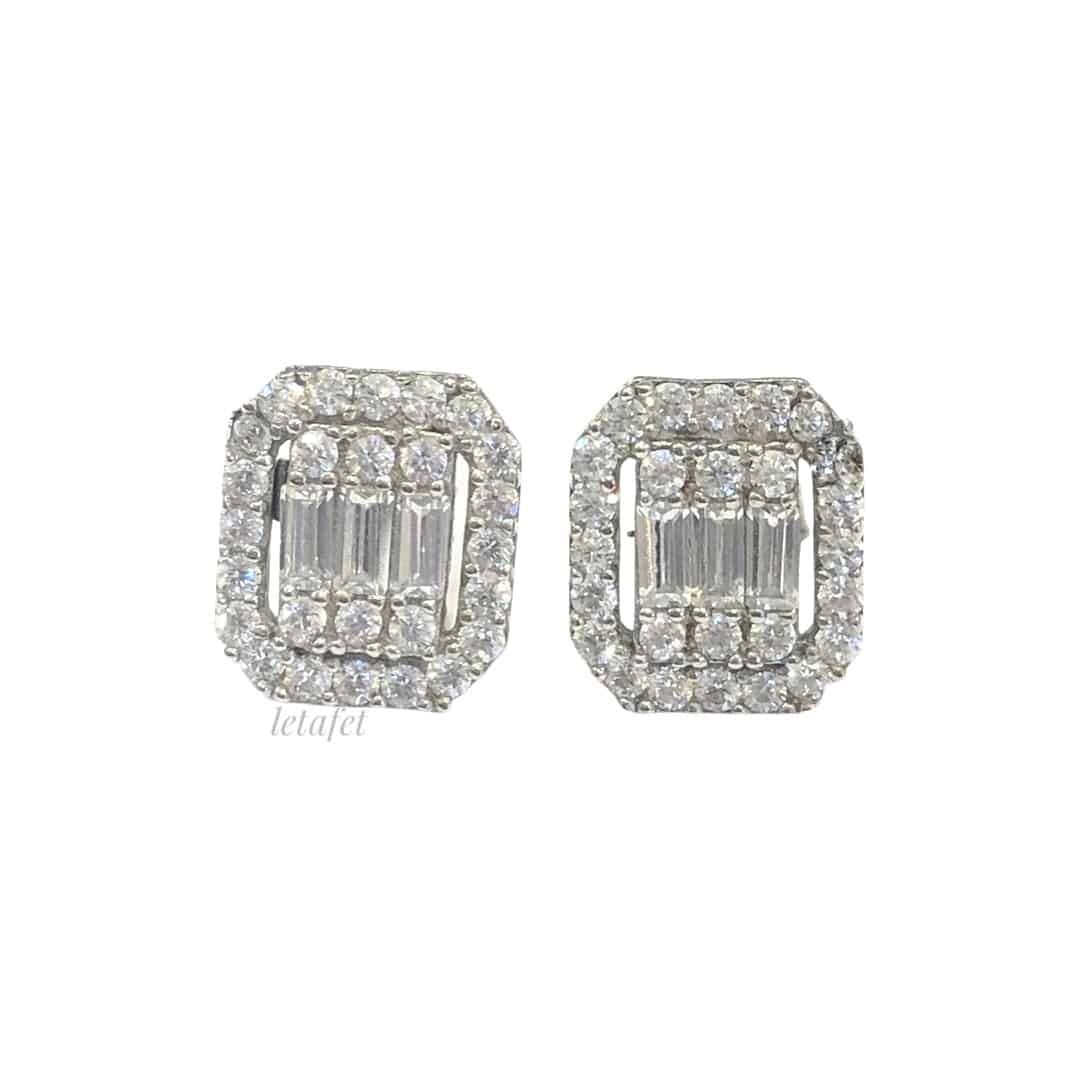 Baget Mini Gümüş Küpe Beyaz 3.Boy