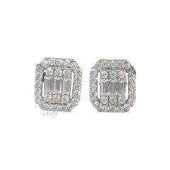 Baget Mini Gümüş Küpe Beyaz 3.Boy