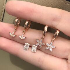 Baget Mini Gümüş Küpe Rose 1.Boy