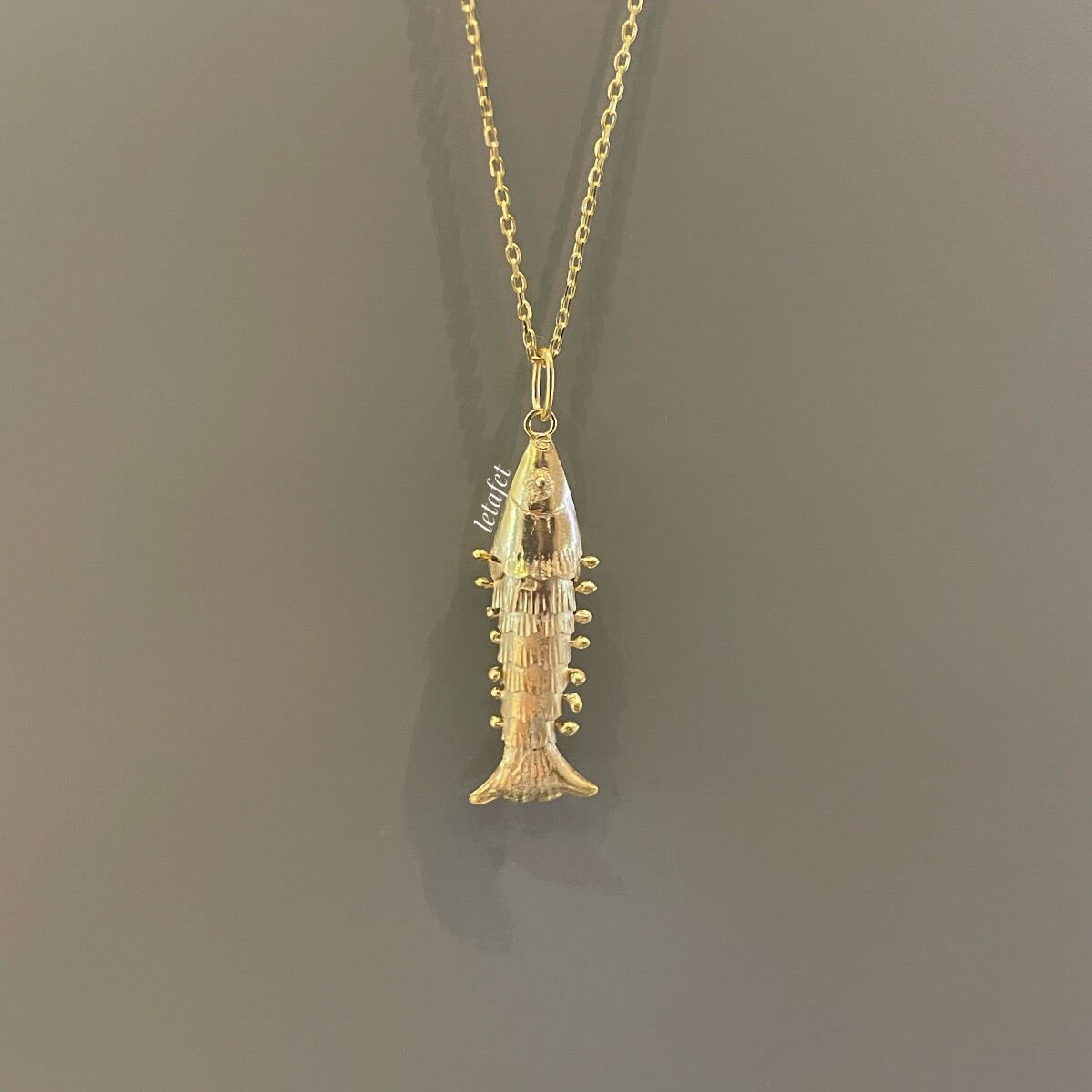 Balık Gümüş Kolye Gold