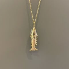 Balık Gümüş Kolye Gold