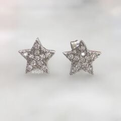 Beyaz Yıldız Gümüş Küpe