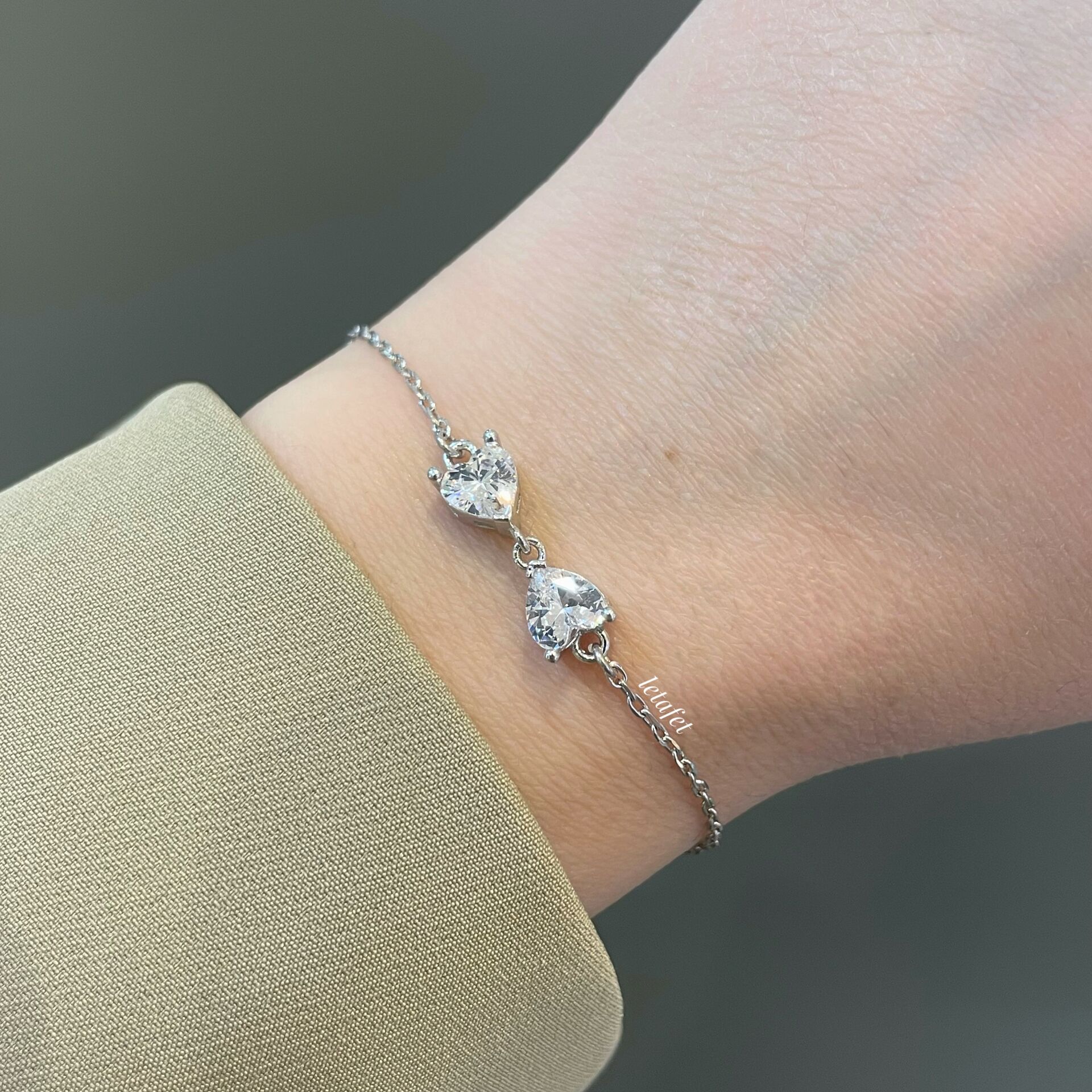 Çift Kalpli Gümüş Bileklik