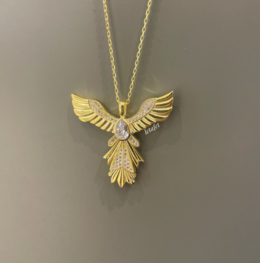 Zümrüdü Anka Kuşu Gümüş Kolye