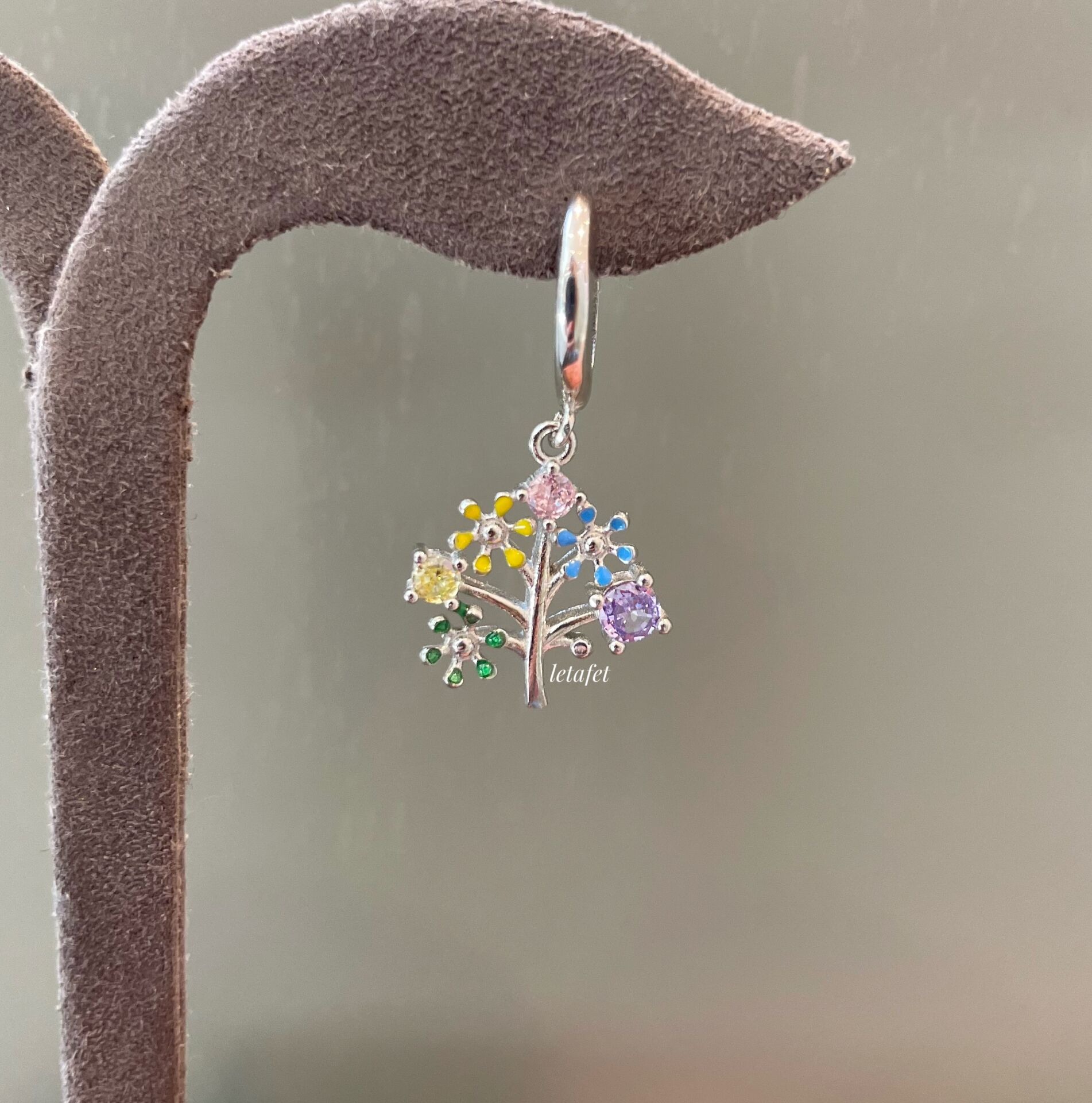 Hayat Ağacı Gümüş Küpe Renkli