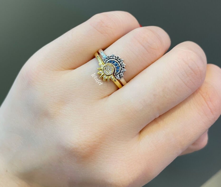 Ay ve Güneş İkili Gümüş Yüzük