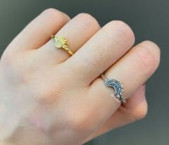 Ay ve Güneş İkili Gümüş Yüzük