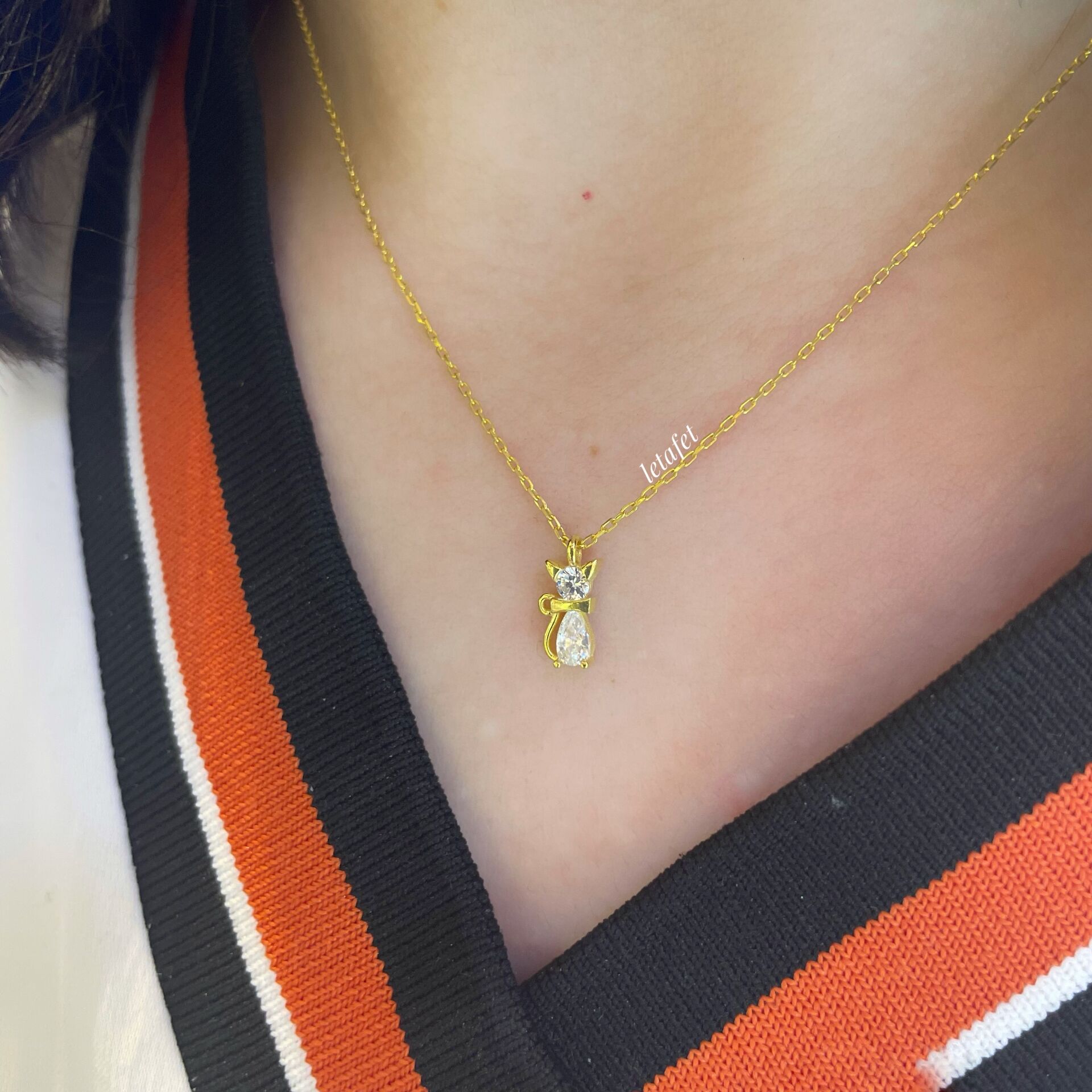 Kedi Minimal Gümüş Kolye 2