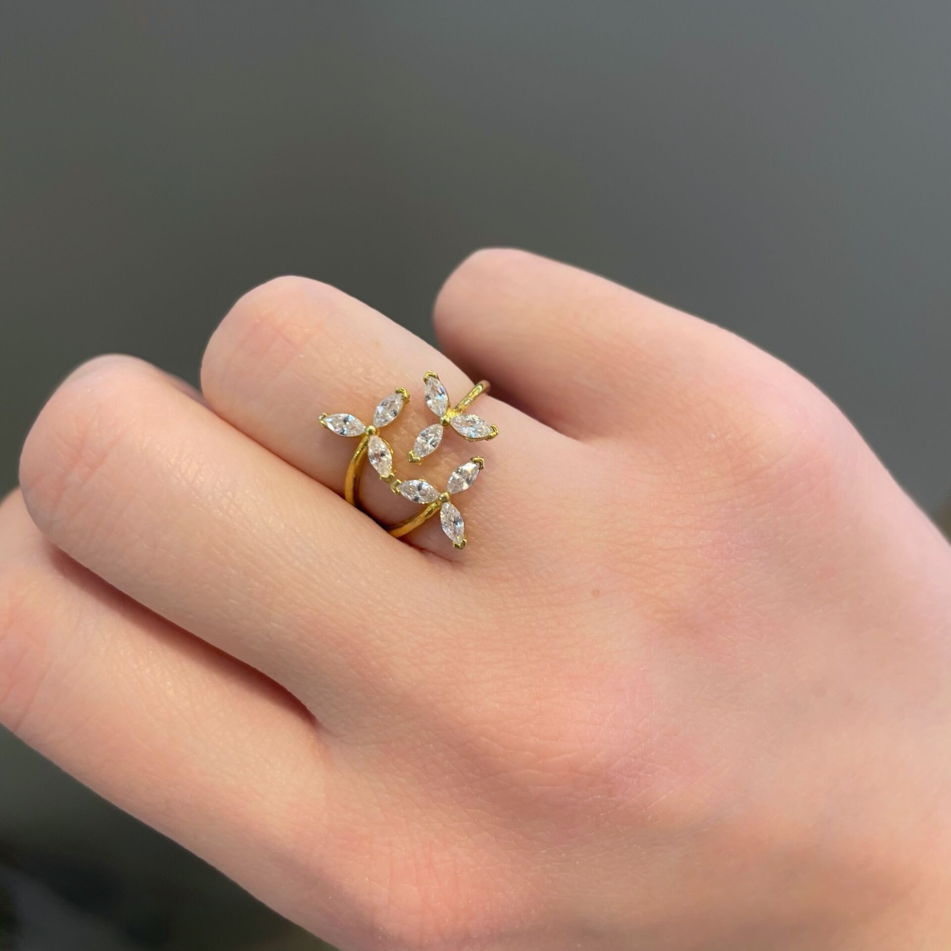 Çiçekli Gümüş Yüzük 2 (Üçlü)