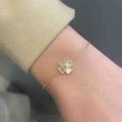 Yonca Gümüş Bileklik (Sedefli) 2