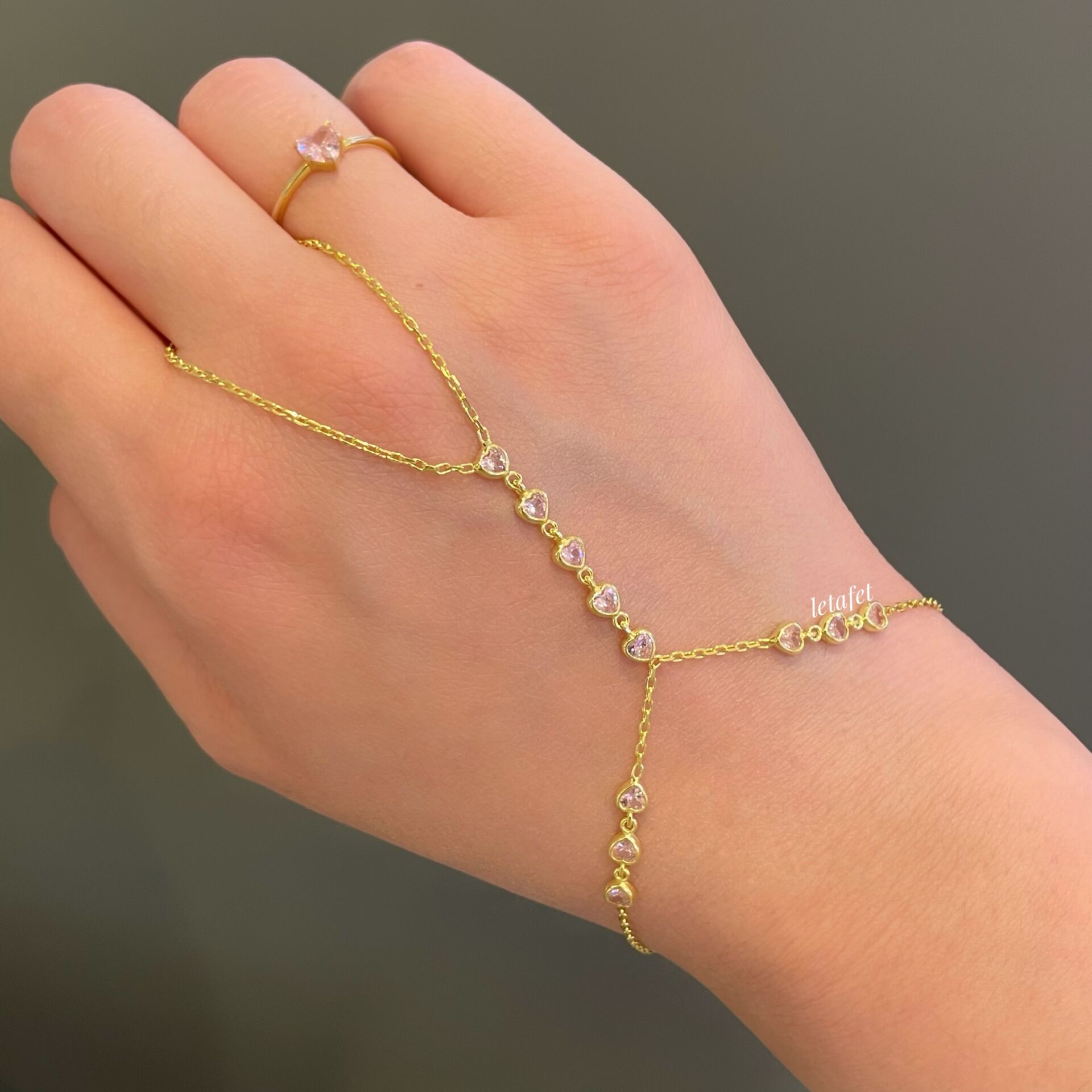 Kalp Pembe Taşlı Gümüş Şahmeran