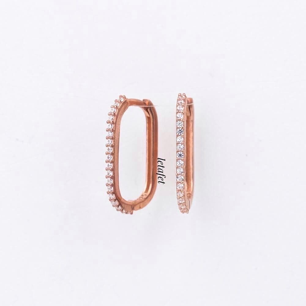 Dikdörtgen Halka Küpe Rose