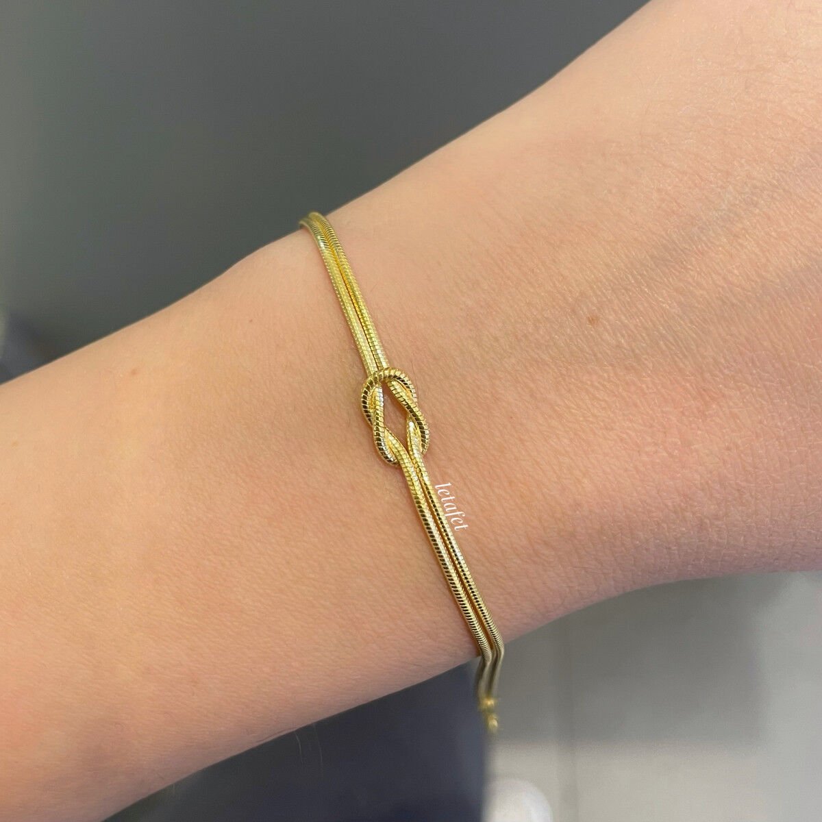 Düğüm Gümüş Bileklik Altın Kaplama