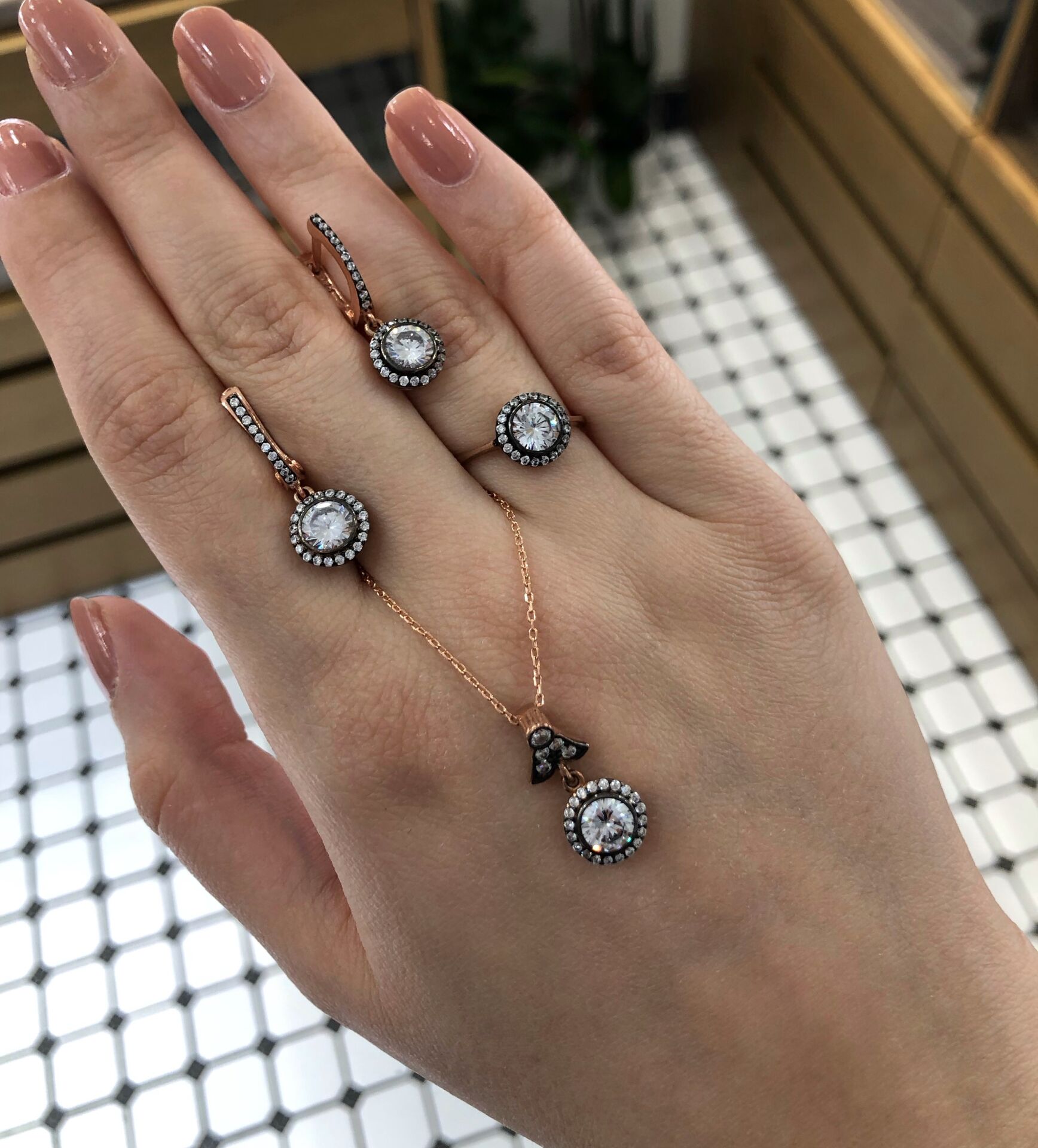 Elmas Montür Tek Taş Üçlü Set