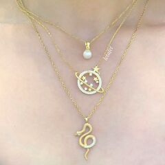 Gezegen (Satürn) Gümüş Kolye Yeni