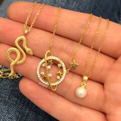 Gezegen (Satürn) Gümüş Kolye Yeni