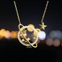 Gezegen (Satürn) Gümüş Kolye Yeni