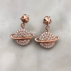 Gezegen (Satürn) Minimal Gümüş Küpe