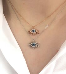 Göz Kirpikli Kolye Beyaz