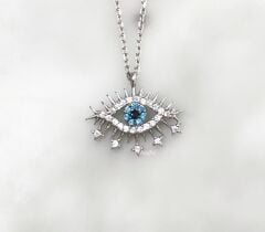 Göz Kirpikli Kolye Beyaz