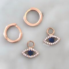 Göz Gümüş Küpe Taşlı Lacivert