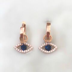 Göz Gümüş Küpe Taşlı Lacivert