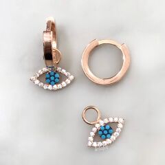 Göz Gümüş Küpe Turkuaz