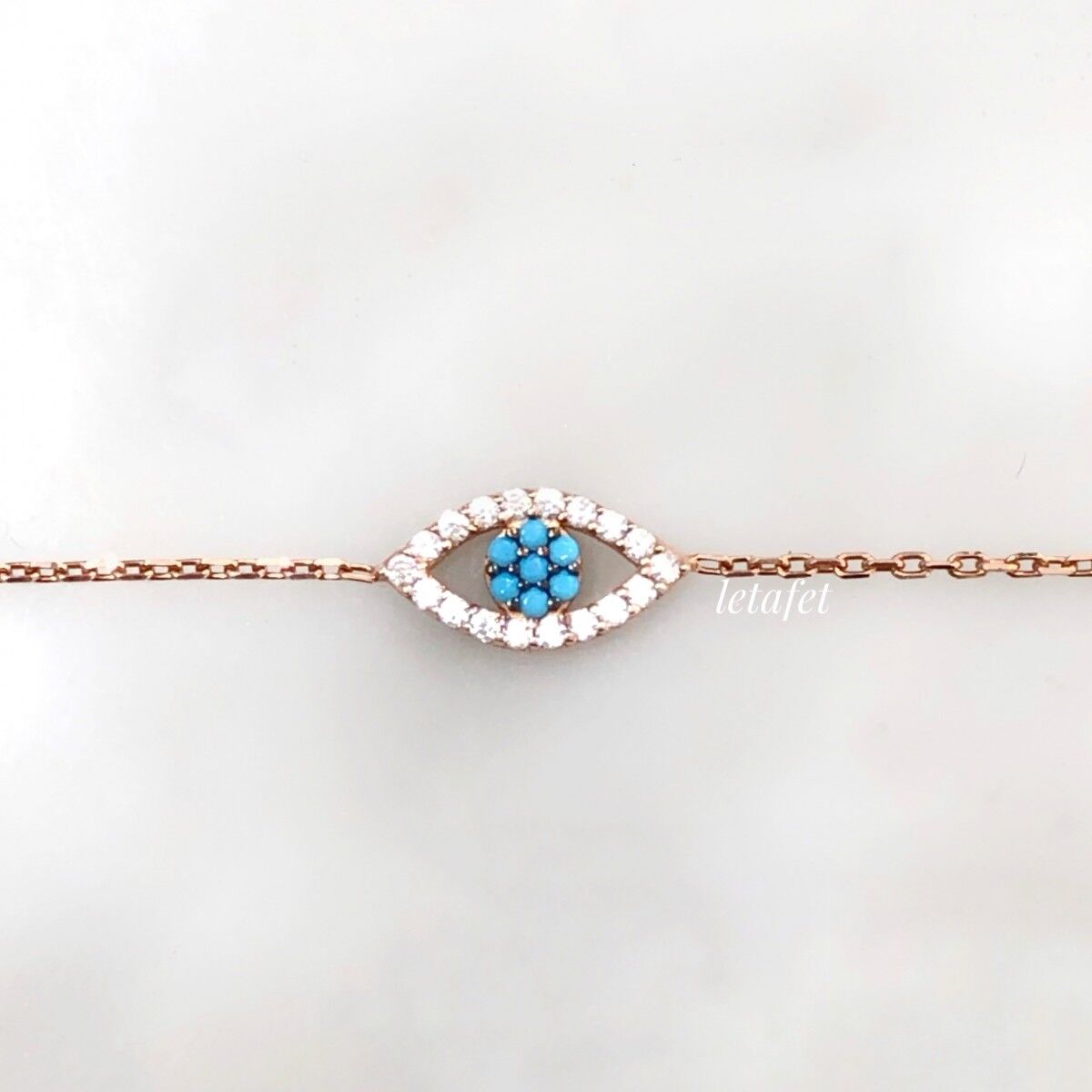 Göz Minimal Bileklik Turkuaz